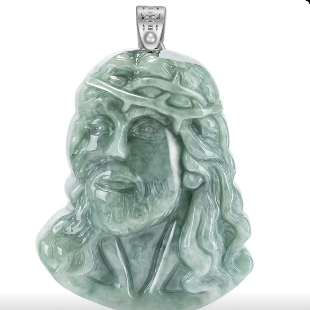 Green Jade Jesus Pendant